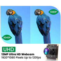 Módulo de Cámara USB de Alta Velocidad de 12MP IMX577 |   Lente 4K 30fps 1080P 120fps sin Distorsión, Reinicia y Guarda las Configuraciones para Seguridad