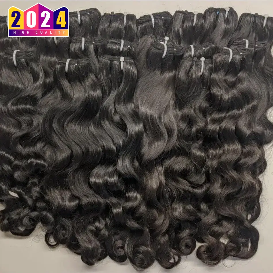 Cabelo humano virgem cru vietnamita duplo desenhado cutícula alinhada feixes de cabelo humano indiano cru onda natural