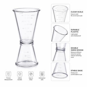 Crystal Clear Bar Jigger for Precise <strong>Alcohol</strong> Pouring Easy-to-Read Scale Double <strong>Measuring</strong> <strong>Cup</strong> for Beginner Bartenders &amp; Home Use - Product Image 5