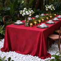 Nappe longue élégante en jacquard, linge de table en satin pour mariage en plein air, banquet et décoration de fête