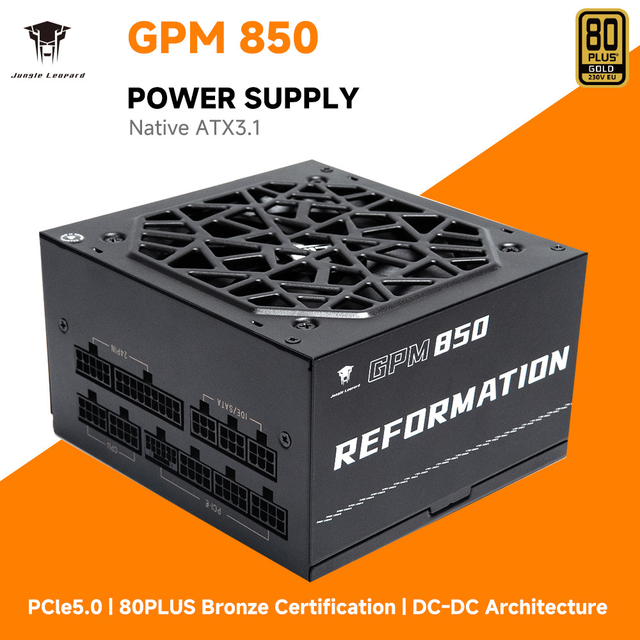 GPM850 850W 80PLUS Gold Certified Fully Modular ATX 3.1 PCIe 5.0 Power Supply 120mm Fan Active PFC DC-DC Architecture Stock SGCC