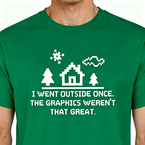 Maglietta da uomo Retro Pixel Gamer con slogan divertente: Andai fuori una volta e i grafici non erano fantastici, in cotone - Product Image 2