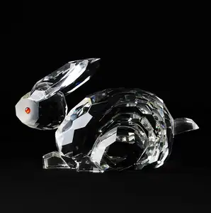 Venta al por mayor animal modelo cristal conejo adornos cristal barato pequeño animal estatuilla para niños regalo