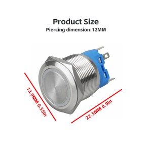 12Mm 12 ~ 24V Pulsador Motorfiets Knop <span class=keywords><strong>220</strong></span> <span class=keywords><strong>Volt</strong></span> 1no Kortstondige Push Hoge Spoeling Normaal Open Schroef Waterdicht Metaal Ip65 Niveau 3a - Product Image 5