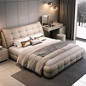 Hiện đại sang trọng bằng gỗ nội thất phòng ngủ mềm up-bao da giường siêu Vua kích thước giường đôi khung với lưu trữ thiết kế hoàn chỉnh - Product Image 4