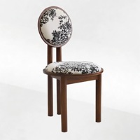 Chaise contemporaine en bois massif avec dossier et revêtement en velours imprimé - Chaise durable pour chambre à coucher, bureau à domicile, loisirs