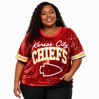 Prêt à expédier - T-shirt en sequins des Kansas City Chiefs - Maillot de football américain - T-shirt en sequins des Kansas City - Maillots de football