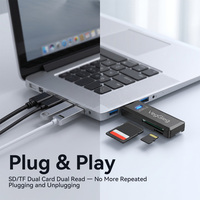 Lector de Tarjetas Multifunción Veggieg 2 en 1 USB 3.0, Lector de Tarjetas de Memoria Micro SD TF