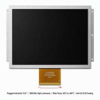 Layar LCD TFT IPS 15" yang Tangguh, 1024x768XGA, 1800nits, Anti-UV, Dapat Dibaca di Bawah Sinar Matahari, Tahan Suhu Lebar -30 hingga 80, Layar Terintegrasi HMI Luar Ruangan
