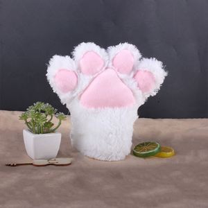 <b>Plush</b> Black White <b>Cat</b> Paw Gloves Animal Mitten Cosplay Costume Anime Paw Lolita Accessories Gloves Toy - Product Image 1