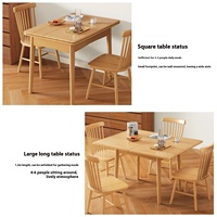 Table à manger pliante en bois massif Table à manger domestique de petite taille Table à manger rétractable et chaises pour restaurants