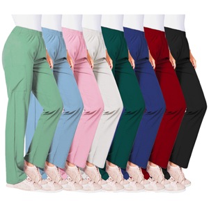 Women's Cargo Pants Solid Color Elastic Waist Mid Rise Breathable Work Trousers For Hospital Clinic Nurse Doctor Wear - Product Image 1