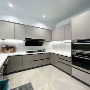 Mueble de Cocina Personalizado de PVC con Isla de Acero Inoxidable - Product Image 5