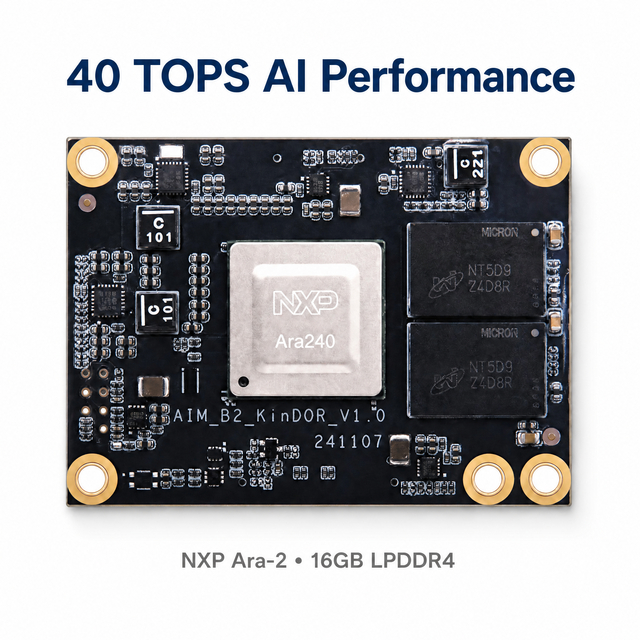 40 TOPS Edge AI Vision Module Ara-2 Facial Recognition Object Detection 16GB for Smart City Security Low Latency Inference
