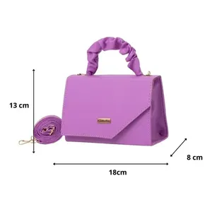 Borsa a Tracolla Lavanda da Donna Fana in Materiale PU con Chiusura a Cerniera e Catene Decorative, Alla Moda per Tutte le Stagioni - Product Image 3