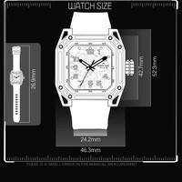 NORTH EDGE Montre mécanique de luxe pour homme, cadran carré, montre de sport, bracelet en silicone, étanche 100M, montre-bracelet squelette