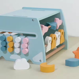 EDULAND Tour d'empilage en bois, <span class=keywords><strong>Cube</strong></span> d'activités, Abaque d'association, Petite maison d'activités, Jouets Montessori pour 5 à 7 ans - Product Image 4