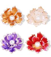 Broche de corsage haut de gamme en alliage de perles anti-exposition style chinois, motif pivoine, pour Cheongsam, accessoires féminins, vente en gros