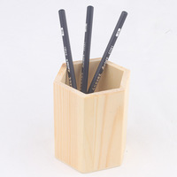 Récipient à stylo unique Porte-crayons en bois à double treillis Stockage de pots à brosse