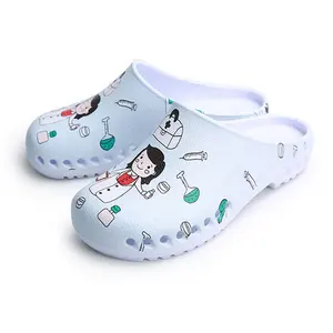 Wholesale Non-Slip Women Comfortable Printed Mom Wedge Heels EVA Hospital Colorful Nurse Shoes