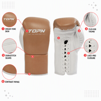 Gants de boxe professionnels en cuir microfibre blanc et dentelle pour jeunes, absorbant les chocs, 6-16 oz, pour entraînement en salle de sport
