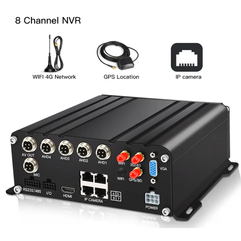 CMSV6 Surveillance Remote Control Kits 8CH Mobile NVR 1080P Connect With IP Camera 8 Channels NVR 4G GPS WIFI