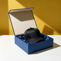 Boîtes d'emballage en carton noir pour casquettes de baseball avec fermeture magnétique personnalisée et logo, vente en gros