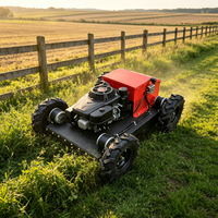 Fabrieksgemaakte op afstand bestuurbare rupsbandmaaier voor hellingen, benzine aangedreven gras- en onkruidmaaier voor gemeentelijke werken