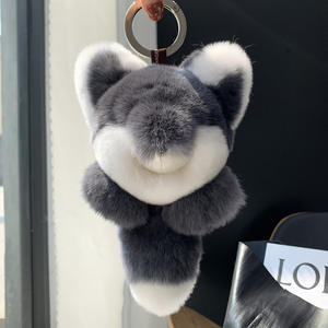 फ्फी असली रेक्स खरगोश फर लोमड़ी कार की चेन लटकी हुई प्यारी प्लग गुड़िया बैग महिला और बच्चों के लिए लटकन - Product Image 4