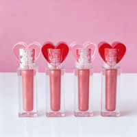 Gloss à lèvres semi-transparent liquide en tube de voyage, huile à lèvres rose, couleur personnalisée, marque privée, durable et longue tenue