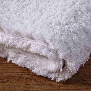 Wholesale Custom Star Hotel 100% Cotton <strong>Long</strong> Loop Non Slip White <strong>Bath</strong> <strong>Mat</strong> - Product Image 5