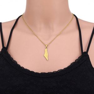 Collar de Oro Antideslustre de Moda, Collar de Acero Inoxidable Real de 18K con Mapa de Palestina para Mujeres, Hombres y Niñas - Product Image 4