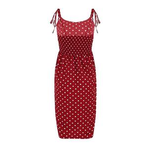 Robes Sundress Summer Women Causal Polka Dot Sleeveless High Pleated elastic waist V-Neck Beach Dress Vestidos De Verano - Product Image 6