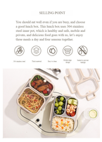 Boîte à lunch isotherme avec compartiments hermétiques anti-odeurs pour diviser les repas et conserver les aliments - Fabriquée en matériau SUS304