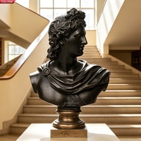 YOUFINE Sculpture de buste du dieu grec Apollon en bronze patiné antique pour bibliothèque et musée