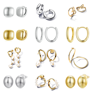 ต่างหูเงินแท้ 925 ชุบทอง ประดับมุกทรงเรขาคณิต ดีไซน์เพชร สำหรับสุภาพสตรี ทันสมัย คลาสสิก ของขวัญวันครบรอบ - Product Image 1