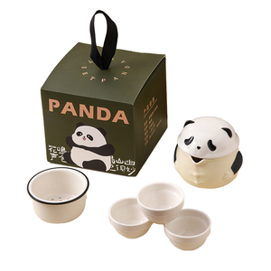 Service à thé portable en céramique vintage créatif Panda Kung Fu avec théière et tasse – Cadeau idéal pour une activité rapide avec les invités - Product Image 1