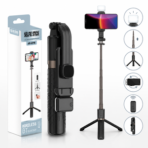 Trípode JC-07S de Aluminio con Textura de Rejilla y Luz LED de Relleno, Palo Selfie Extensible de 985mm para Transmisiones en Vivo - Product Image 3