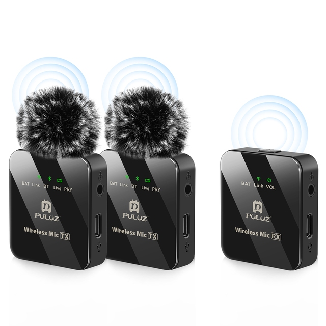 Wholesale Price PULUZ Wireless Lavalier Microphone With Two Microphone Transmitters and One Receiver