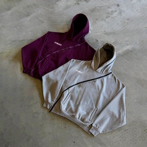 Sweat à capuche zippé personnalisé, coupe oversize, épais, 100 % coton, vierge, style streetwear, court, fabricant - Product Image 1