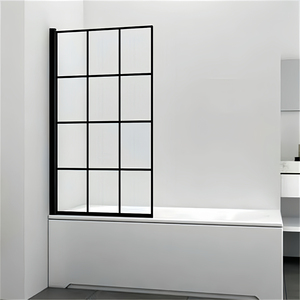 Portes de <span class=keywords><strong>baignoire</strong></span> en verre trempé imperméable noir Oumeiga, 6 mm d'épaisseur, panneau de <span class=keywords><strong>douche</strong></span>, charnières, <span class=keywords><strong>style</strong></span> ouvert, apparence droite, <span class=keywords><strong>baignoire</strong></span> - Product Image 2