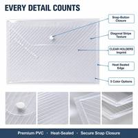 Porte-documents A4 en PP transparent avec bouton-pression, rayures diagonales, classeur en plastique transparent, pochette pour documents, rangement pour l'école et le bureau