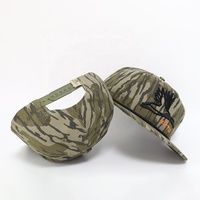 Topi Grosir Custom Taktis Camo Berburu Katun Bordir 3D 5 Panel Tali Pinggiran Datar Pria Memancing Kamuflase Snapback Caps