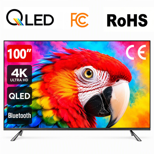 55 65 75 85 100 Inches Smart TV, Mini TV 4K UHD Android 16 System, WiFi QLED Screen Television Ultra Thin Narrow Bezel for Home