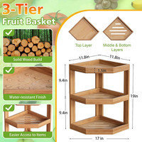 Estante Ahorrador de Espacio para Patatas y Cebollas, Cesta de Madera de 3 Niveles para Frutas y Verduras, Organizador para Encimera de Cocina