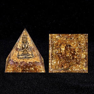 ชุดเครื่องประดับคริสตัลธรรมชาติรูปพระพุทธเจ้าพีระมิดเรซินขนาดใหญ่6ซม. โลหะผสมฮวงจุ้ยตกแต่งทางศาสนา - Product Image 1