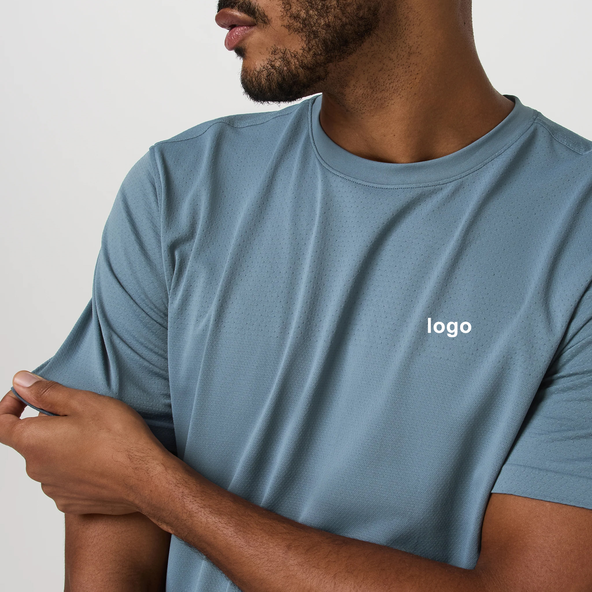 Custom Recycled Polyester Elastane Breathable Short Sleeve Fitness Tee Moisture-wicking Stretch Relaxed Compression Gym T Shirts