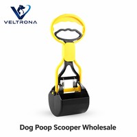 Ramasse-crottes pour chien à ressort ergonomique, poignée à gâchette, jaune et noir, en plastique, pour nettoyage des déchets d'animaux en extérieur, 5 couleurs