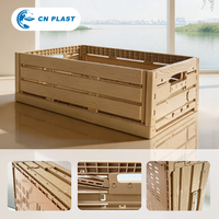 Caisse en plastique pliable à effet bois, panier de rangement pliable pour fruits et légumes, idéal pour les magasins, marchés et supermarchés
