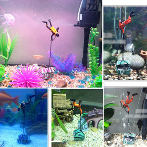 Decoración para Acuario con Temática de Caballitos de Mar, Accionada por Aire, Set de Buzo Buscador de Tesoros y Cofre para Decoración de Peceras - Product Image 3